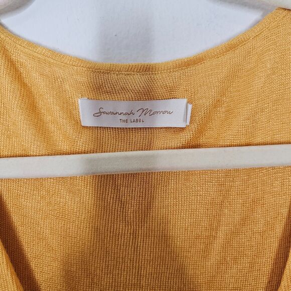 Savannah Morrow Mustard Long Sleeve Keyhole Side Cut Outs Bamboo Mini Dress SM - Picture 5 of 8